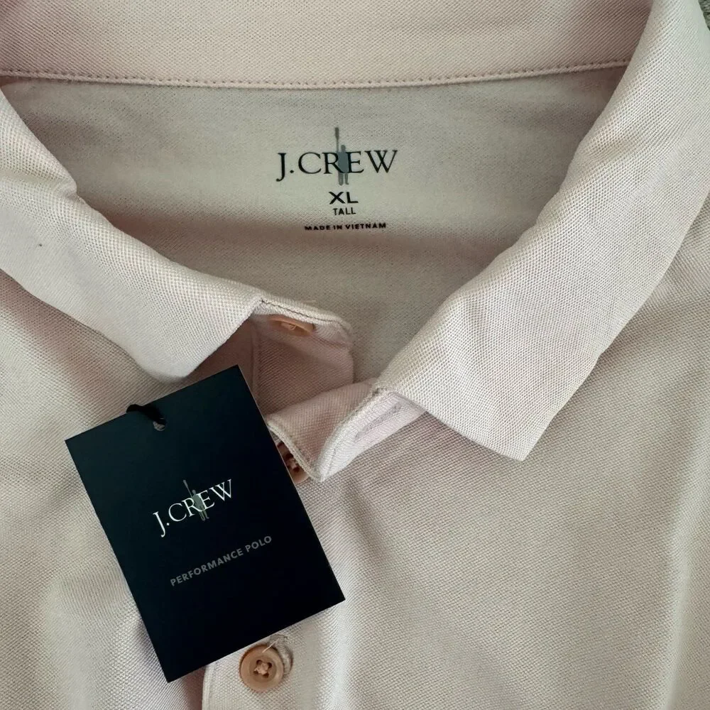NTW J.Crew Performance Piqué Polo Shirt Light Pink Short Sleeve XL Tall